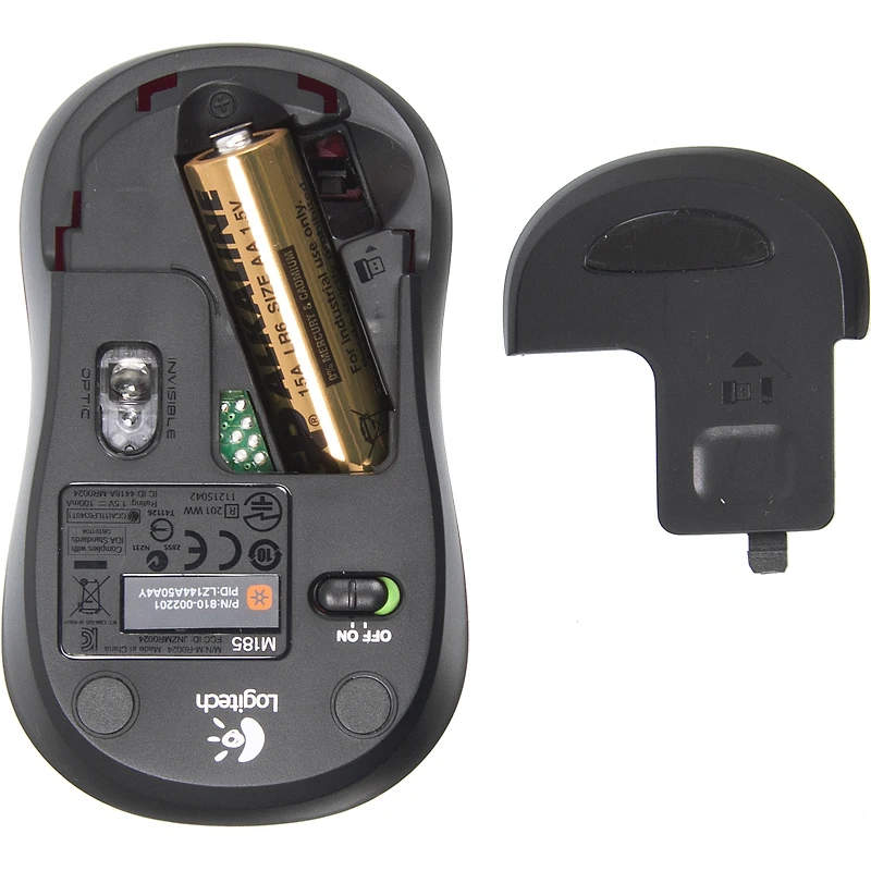 Мышь LOGITECH M185, беспроводная, USB, красный