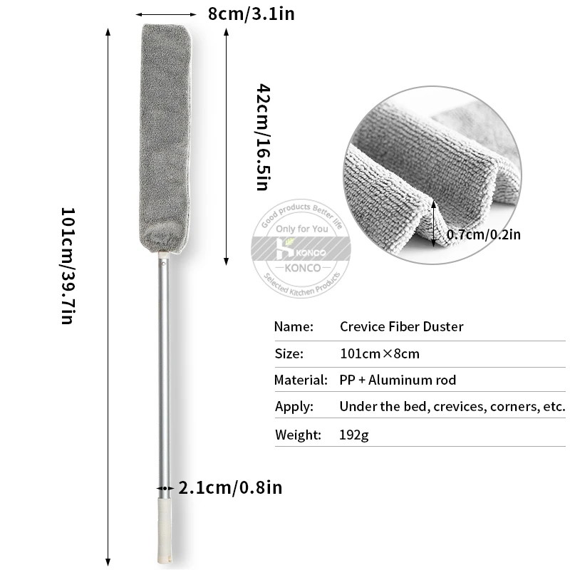 Konco Duster светильник-вес микрофибра алюминиевый выдвижной пылеочиститель зазор щелевая Бытовая Мебель для автомобиля шкаф Очиститель углов