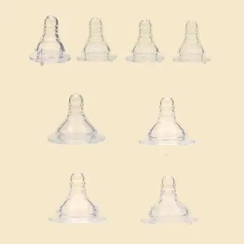 

Silicone Gel Wide Mouth Baby Infant Kid Teether Care Milk Feeding Bottle Pacifier Teat Breast Nipple Round Cross Hole S M L