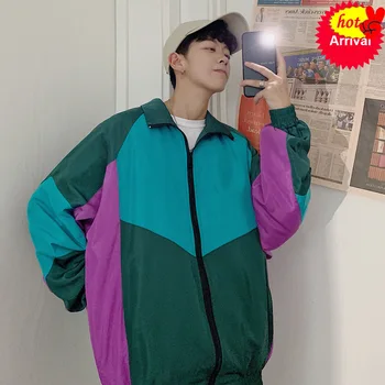 

Jacket Men's Rack Fashion Hit Color Casual Baseball Uniform Jackets Mens Streetwear Wild Loose Hip Hop Bomber Jacket Men S-2XL