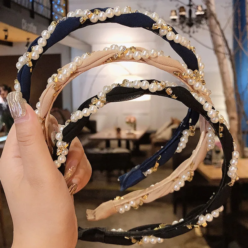 

DISCICI 2020 New Women's Hair Accessories Pearl Headband Headwear Hair Bundle Hair Card Sweet Hair Clip Non-slip Simple OH1227