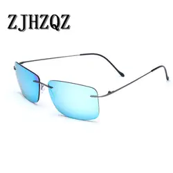 2019 ZJHZQZ High-end B-titanium Ultra Light Rimless поляризованные квадратные солнцезащитные очки синий черный коричневый зеркала уличные спортивные очки