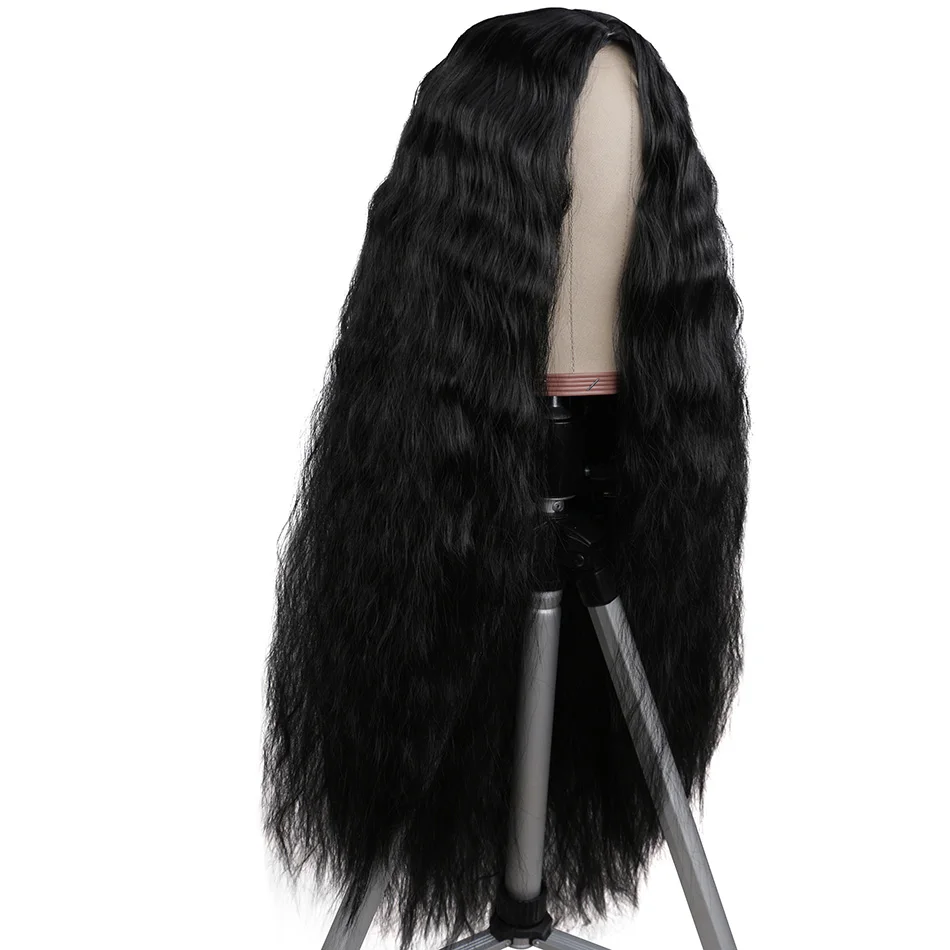 Красота на линии естественная волна высокотемпературные волокна синтетические парики для черных женщин 72 см длинные парики натуральный