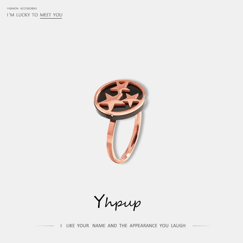 Yhpup Trendy Brand 316L Stainless Steel Star Women Rings Rose Gold Statement Charm Ring for Female Party Jewelry No Fade Fashion | Украшения