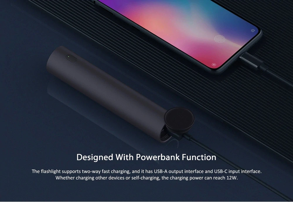 Xiaomi ZMI  LED flashlight power bank Support USB Charge For iphone Samsung Huawei Flashlight 5000mAh Torch Ultra Bright Light (5)