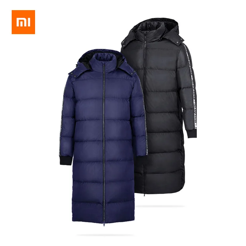  Xiaomi Youpin Qihao Men's Fashion Long Ribbon Down Jacket 90% White Duck Down 4 Grade Water Repelle