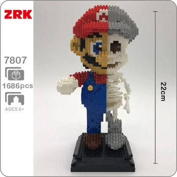 

ZRK Video Game Super Mario Red Mario Dissection Skeleton Figure 3D Model DIY Diamond Mini Building Small Blocks Brick Toy no Box