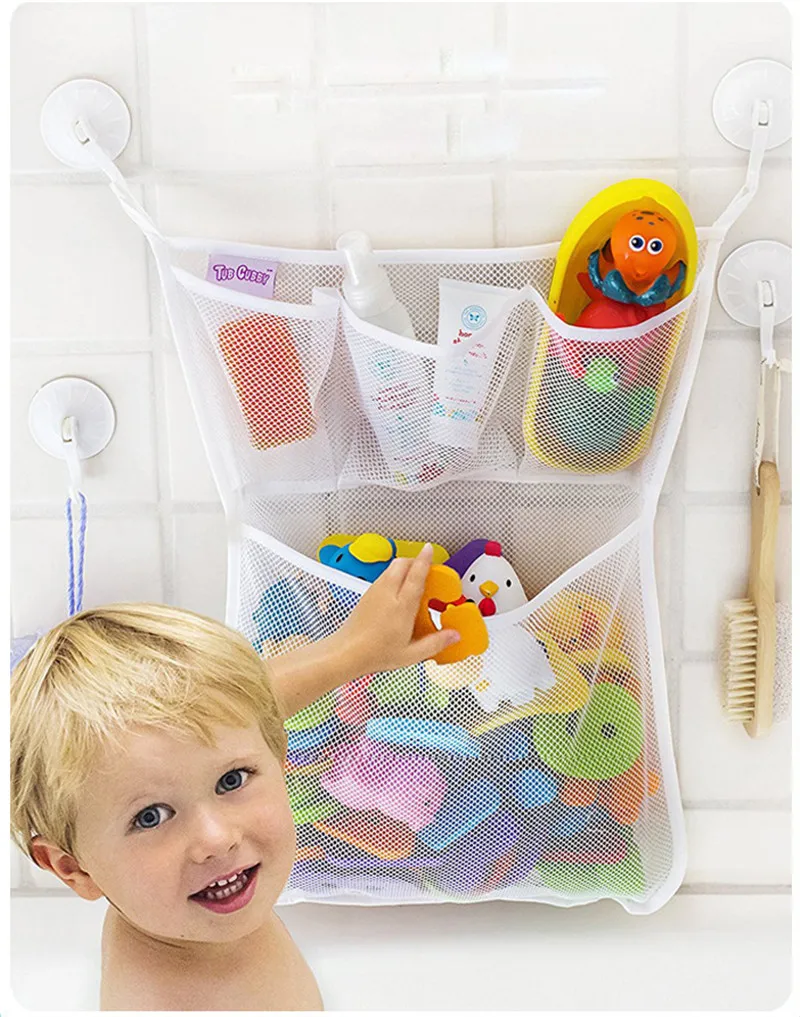 Детские игрушки для душа, хранение детских игрушек, сетка с Крепкие присоски, сумка для игрушек, сетчатый органайзер для ванной комнаты