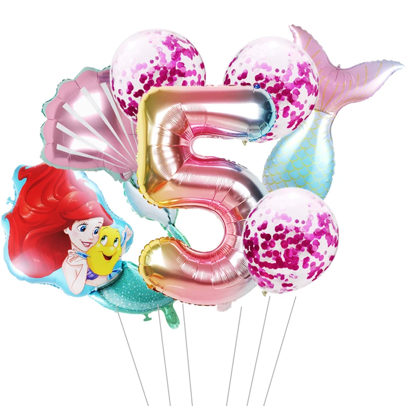 Globos de aluminio de dibujos animados de sirena, Ariel, Princesa, número  de 32 pulgadas, globos de aire rosas, decoraciones para fiesta de  cumpleaños, juguetes para niños, 8 Uds.|Globos y accesorios| - AliExpress