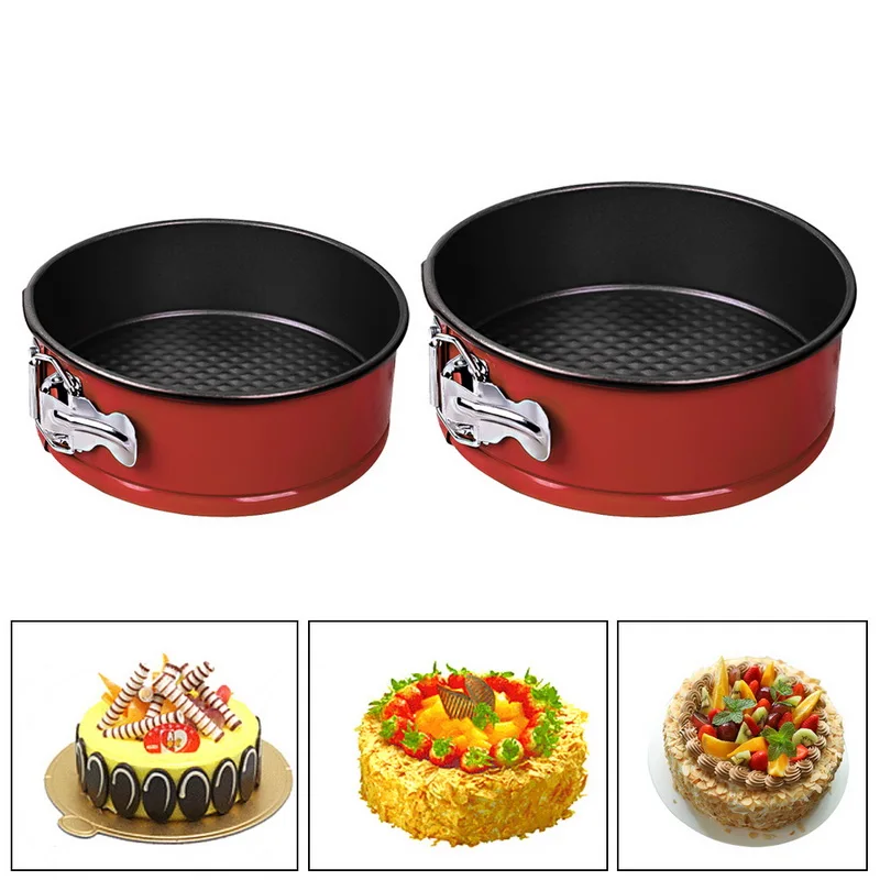 

7 Inch Non-stick Springform Pan Bakeware Cheese Cake Pan Round Cake Pan with Removable Bottom Red 1Pcs