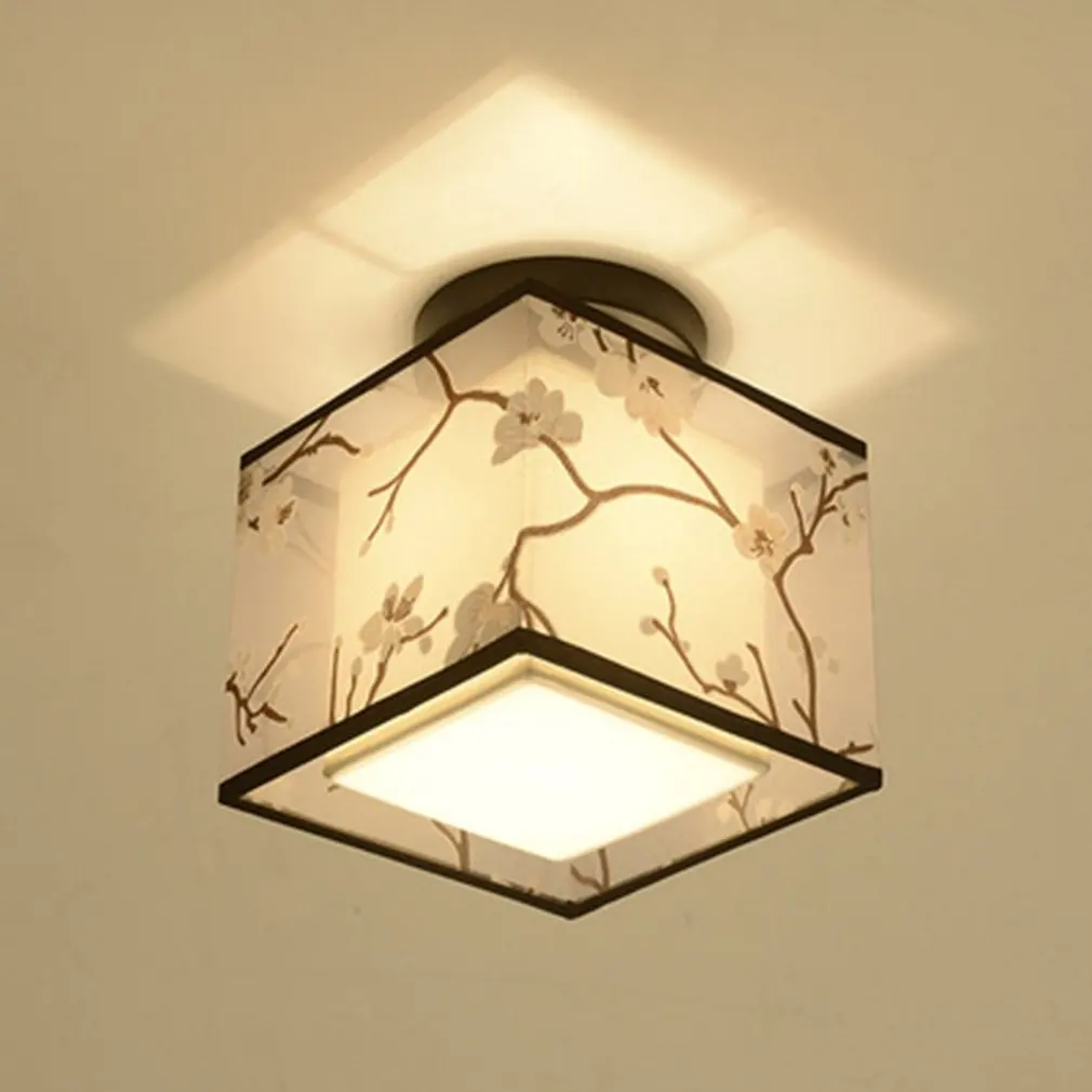 

Traditional Chinese Led Ceiling Light Lamp Hallway Bedroom Living Room Hotel Decorative Lights Fabric Lampshade Ceiling Lamp