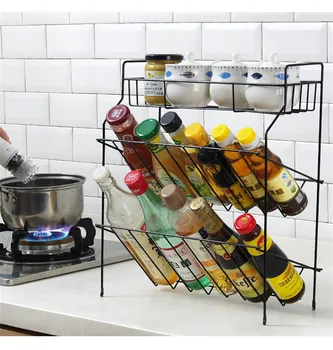 

kitchen shelf kitchen supplies floor condiment shelf storage Organizer Storage Rack For Dish Cookware Canned Food Mugs Cups