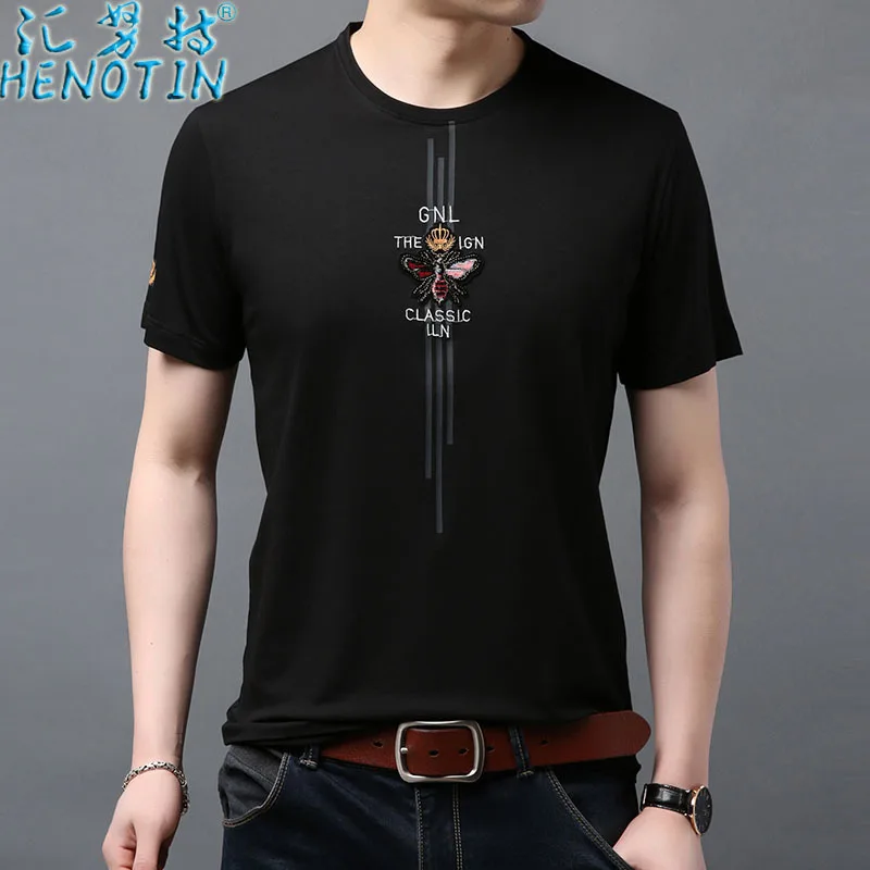 

Sink Knut New Style Summer Genuine Product Crew Neck Short Sleeve Cotton T-shirt Embroidered Mercerized T-shirt Thin Men'S Wear