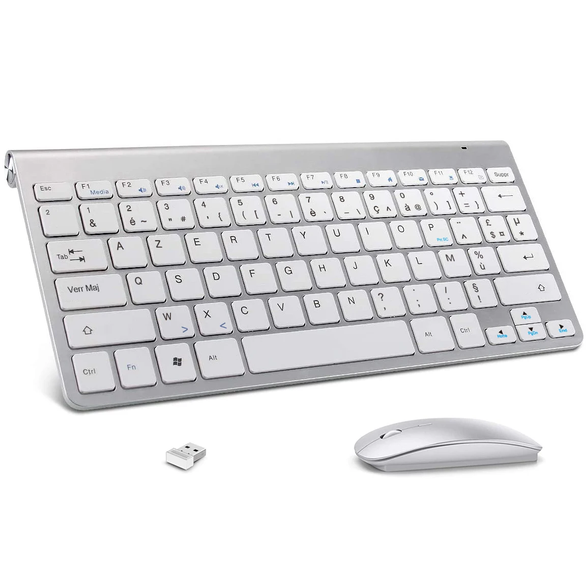 French AZERTY Layout Wireless Keyboard Mouse Combo Small Portable