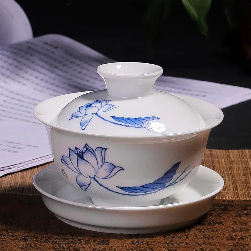 Ручная роспись, элегантные чайные горшки Gaiwan из керамики, фарфоровый чайник кунг-фу, чайный сервиз для путешествий, чайная посуда, посуда для напитков, украшения