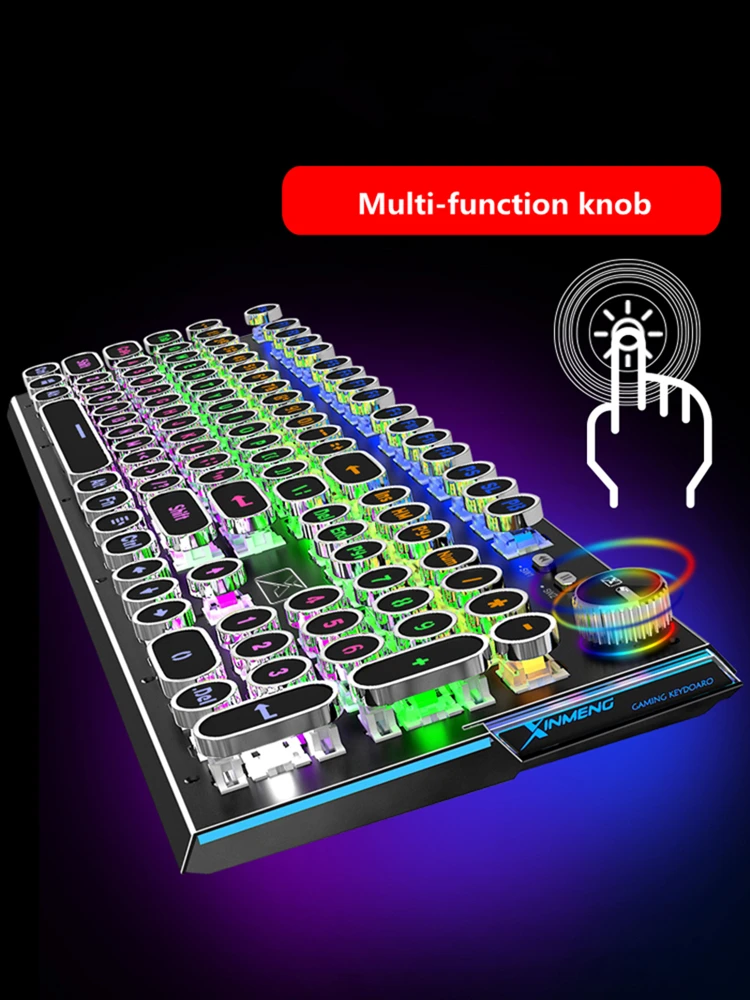 

Steampunk real mechanical keyboard green axis black axis game round key dedicated notebook 104 key external desktop computer