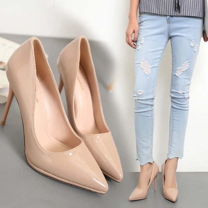 

2019 Spring New Style Europe And America Pointed-Toe Ultra-High-Heel Waterproof Platform WOMEN'S Shoes Wedding Shoes 35-39