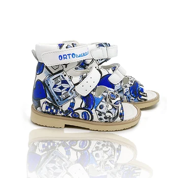 Per bambini In Pelle Ortopedico Opentoe Sandali Quattro Stili per Dell'esercito di Estate Rosso di Stampa Animale di Sostegno di Arco Flatfoot Sandali per I Bambini
