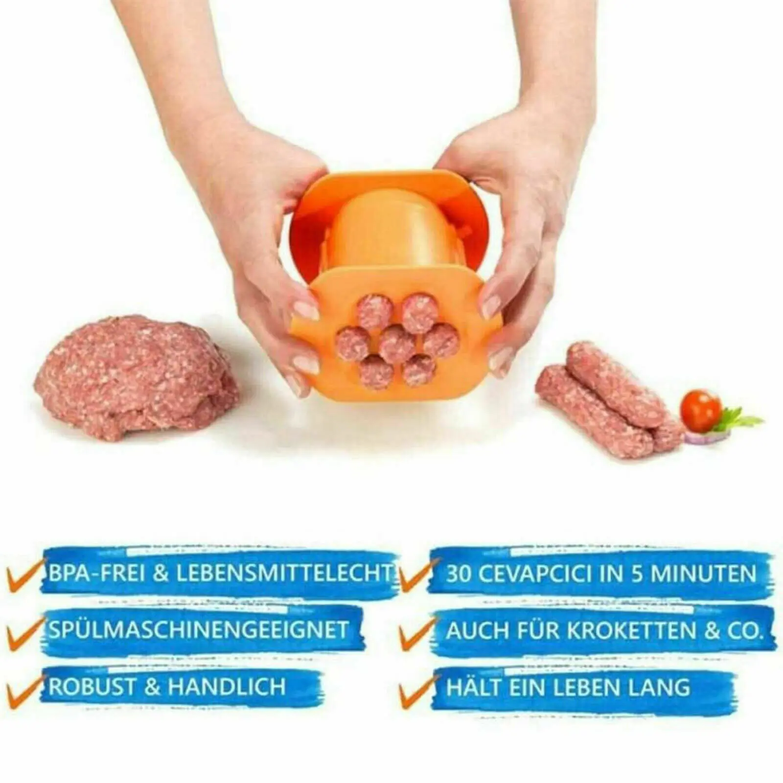 One Press Cevapcici Maker Hot Dog Meat Sausage Machine Kitchen Ćevapi Easy Cook One Press Cevapcici Maker Hot Dog Meat Sausage Machine Kitchen Ćevapi Easy Cook