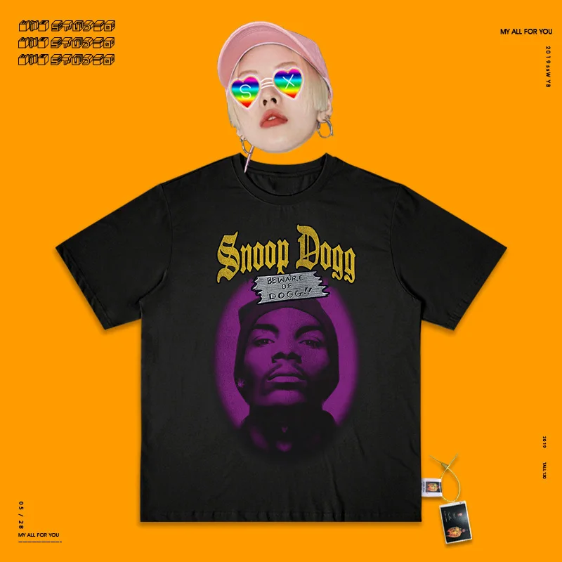 Хип-хоп РАО хип-хоп. Певица Снупи. Gogo Snoop Dogg портретная печать футболка с коротким рукавом