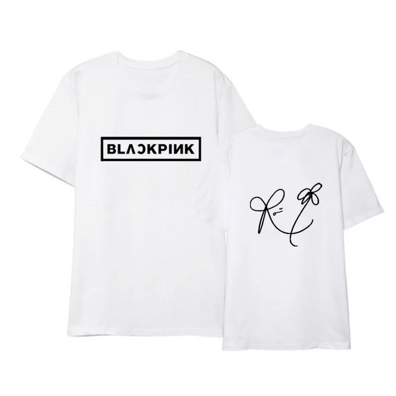 Kpop/черно-розовые футболки с надписью «альбом» Повседневная Свободная одежда в стиле хип-хоп футболка Топы с короткими рукавами, футболка DX895 - Цвет: ROSE White