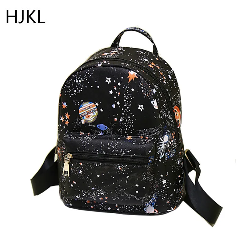

Printing Backpack Fashion Star Universe Space Black School Bags for Teenage Girls Small Backpack Women Leather Mochila Escolar