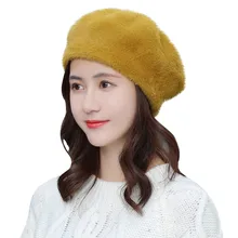 Женские береты с громоздкой, женские зимние теплые однотонные мешковатые вязаные шапки, лыжный британский стиль художника, берет для девушек, женская шапка