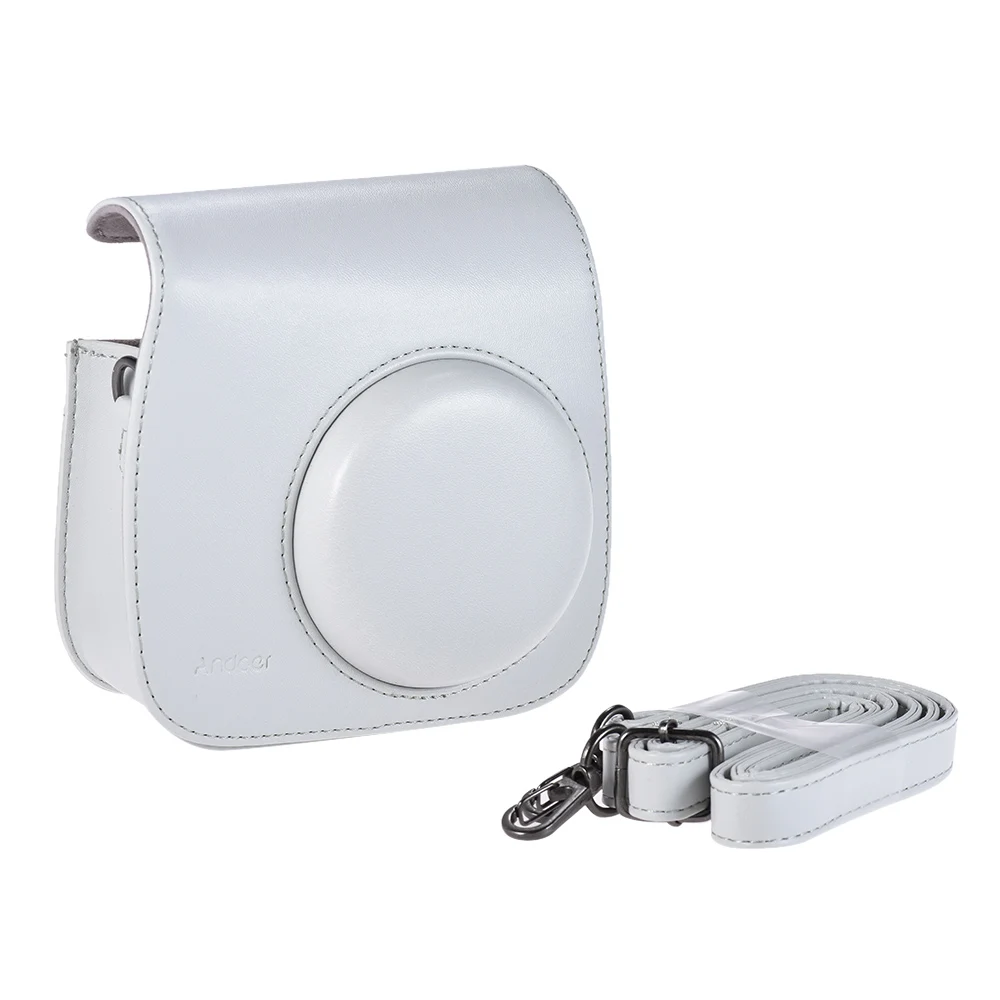 Andoer PU мгновенная камера Чехол сумка с ремешком для Fujifilm Instax Mini 9/8/8+/8s Smokey белый - Цвет: Сливовый