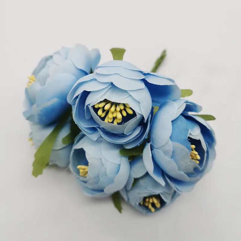 6 шт./лот мини Маргаритка из шелка искусственные цветы розы Букет DIY бумажное украшение для свадьбы с цветочным рисунком для цветок для скрапбукинга