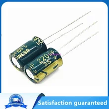 

12pcs/lot Q09 Low ESR/Impedance high frequency 35v 220UF aluminum electrolytic capacitor size 8*12 220UF35V 20%