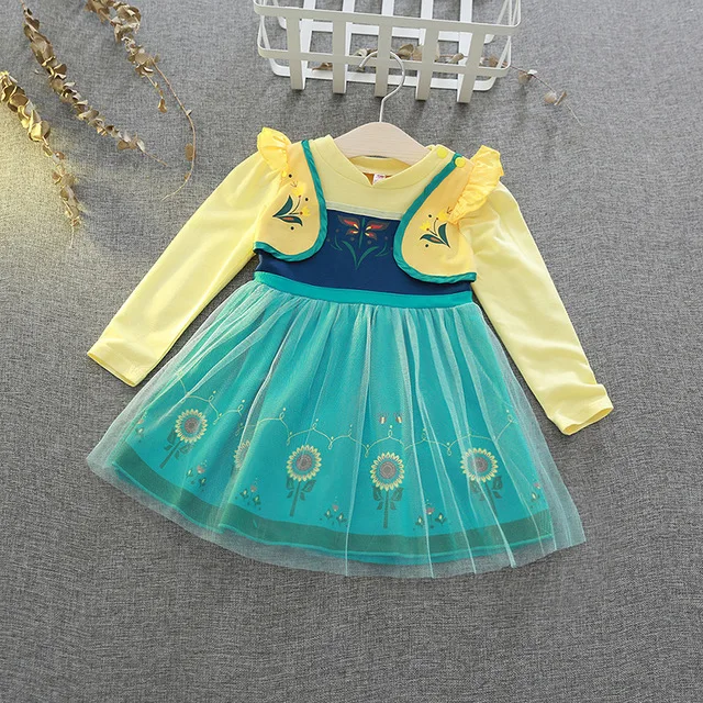 Платье для девочек; Детские платья Рапунцель для девочек; платье Русалочки; платье Белоснежки для маленьких девочек; платье принцессы Софии; Рождественский Костюм - Цвет: SkyBl