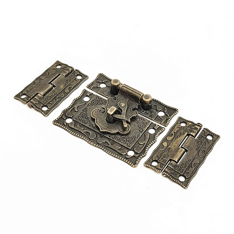 Antique Jewelry Chest Suitcase Hardware Box Hasp Furniture Buckle + Decorative Cabinet Hinges Furniture Hardware