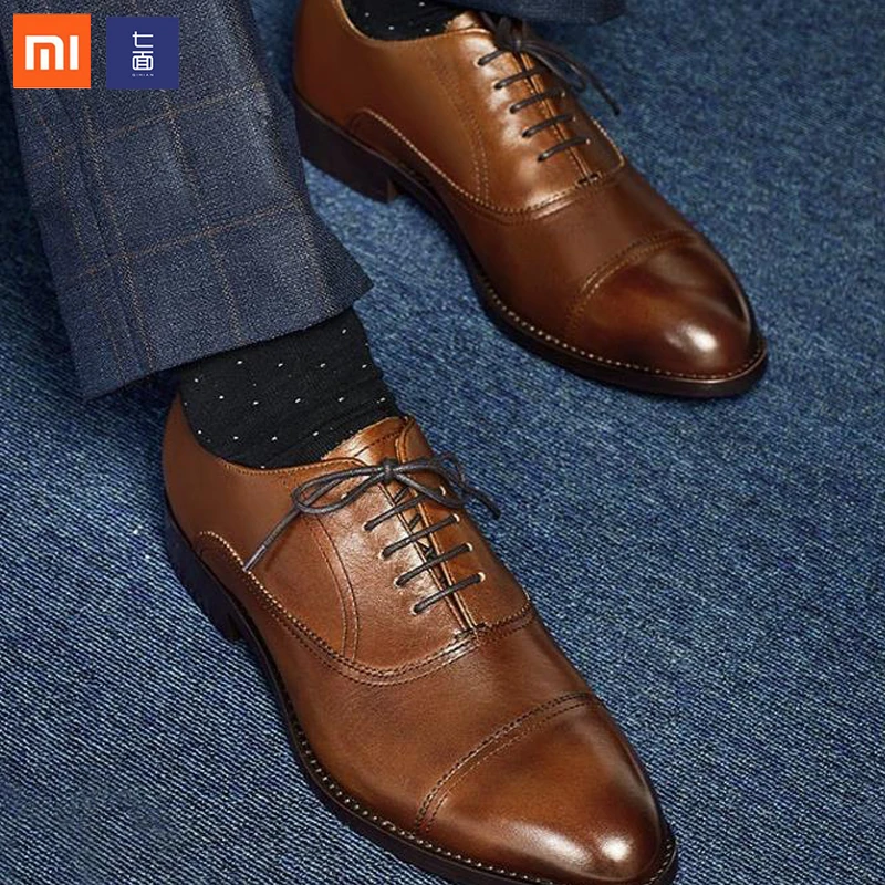 Мужские классические туфли оксфорды Xiaomi кожаные из растительного дубления
