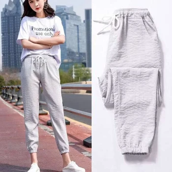 

Spring Autumn Women Fashion Brand Korea Style Loose Elastic Big Pocket Black Pants Female Gril Student Casual Straight Trousers