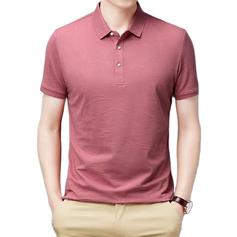 

Рубашка-поло с коротким рукавом, однотонная дышащая Повседневная футболка с лацканами, Новинка лета 2021, мужская рубашка