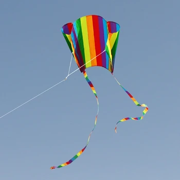 

New Rainbow Parafoil Kite With Tails Soft Kite Flying Toys Give 30m Kite Line 72XC