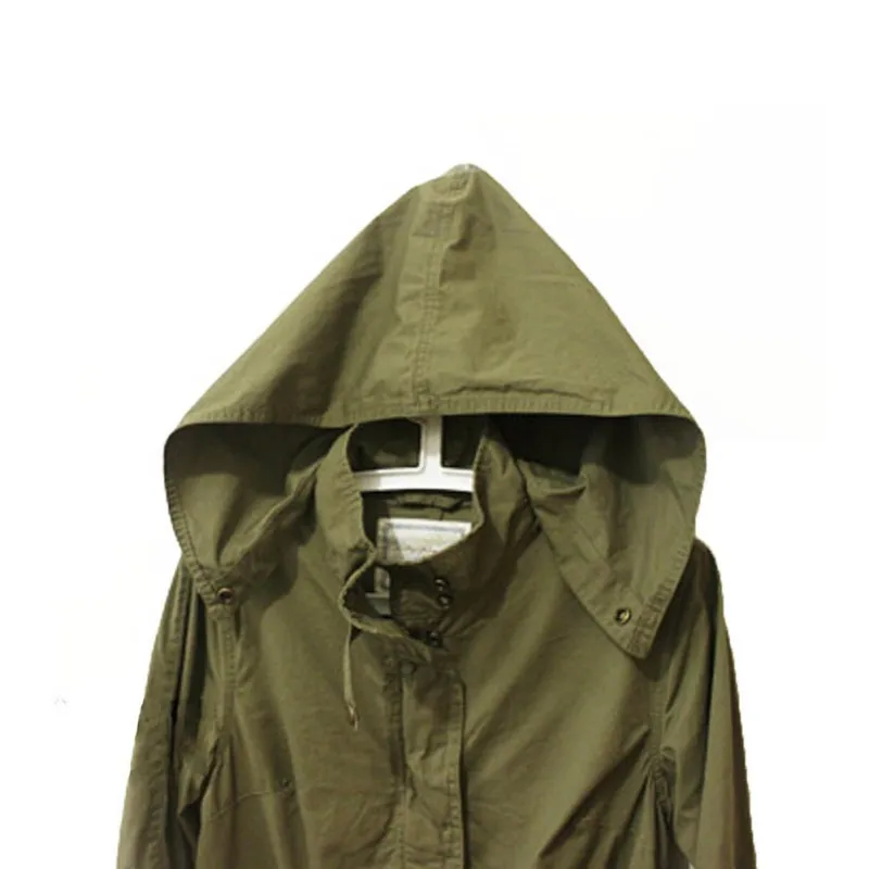 Женское пальто с капюшоном, весна-осень, армейская зеленая Военная парка, Тренч, куртка с капюшоном