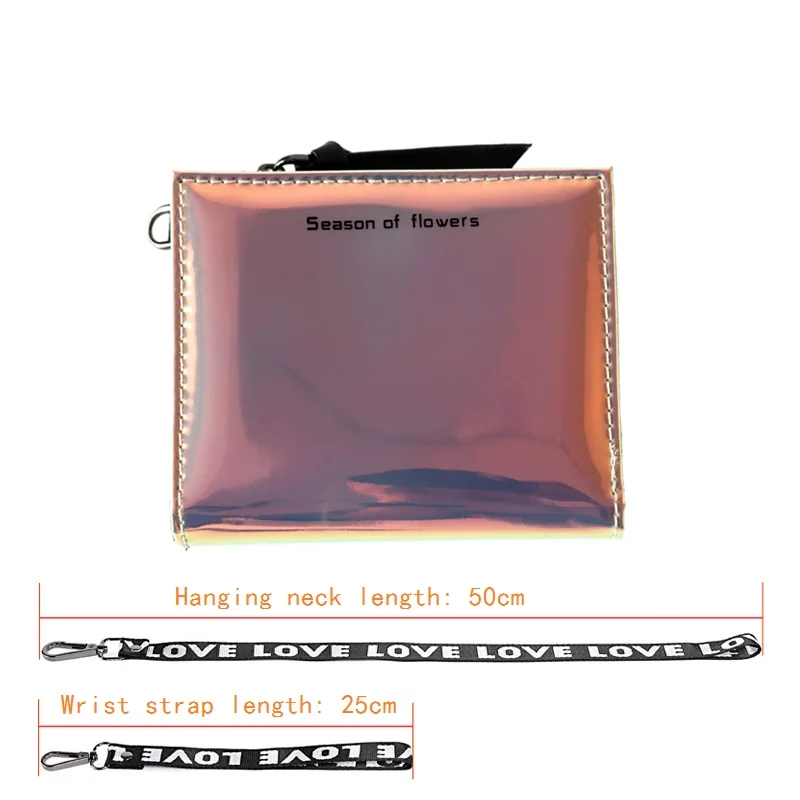 Милый маленький кошелек женский короткий многофункциональные сумочки женский кошелек корейский женский голографический кошелек короткие кошельки для женщин - Цвет: Розовый