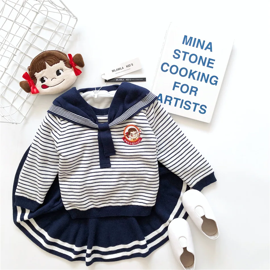 Tonytaobaby/Новинка; зимний детский костюм для мальчиков и девочек с милым рисунком в морском стиле; костюм для мальчиков и девочек - Цвет: girl
