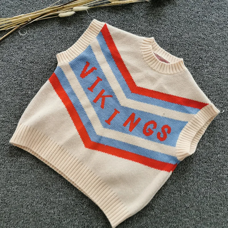 

[Special Offer] Korean-style Children Sweater Crew Neck Warm Men And Women Kids' Sweater Stripes Big Boy Waistcoat Fashion