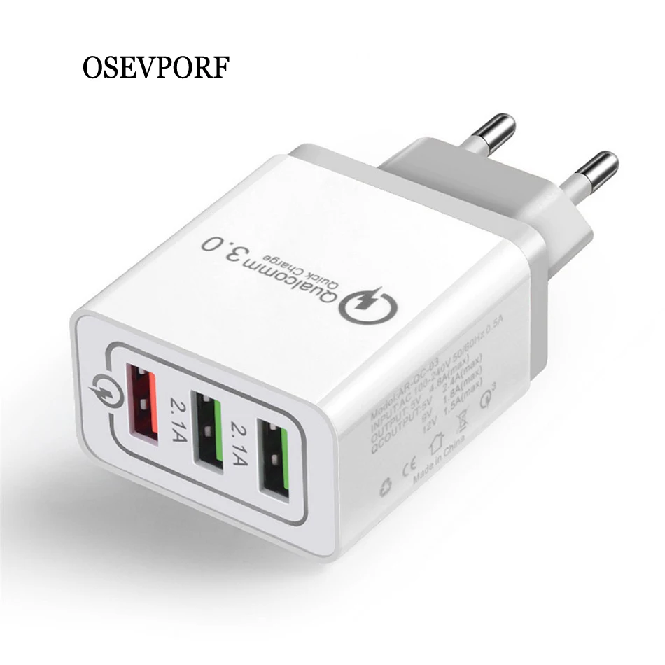 18 Вт USB зарядное устройство Quick Charge 3,0 QC 3,0 Быстрая Зарядка адаптер 3 USB зарядное устройство для мобильного телефона для iphone XR XS Max X 7 8 11 зарядное устройство s