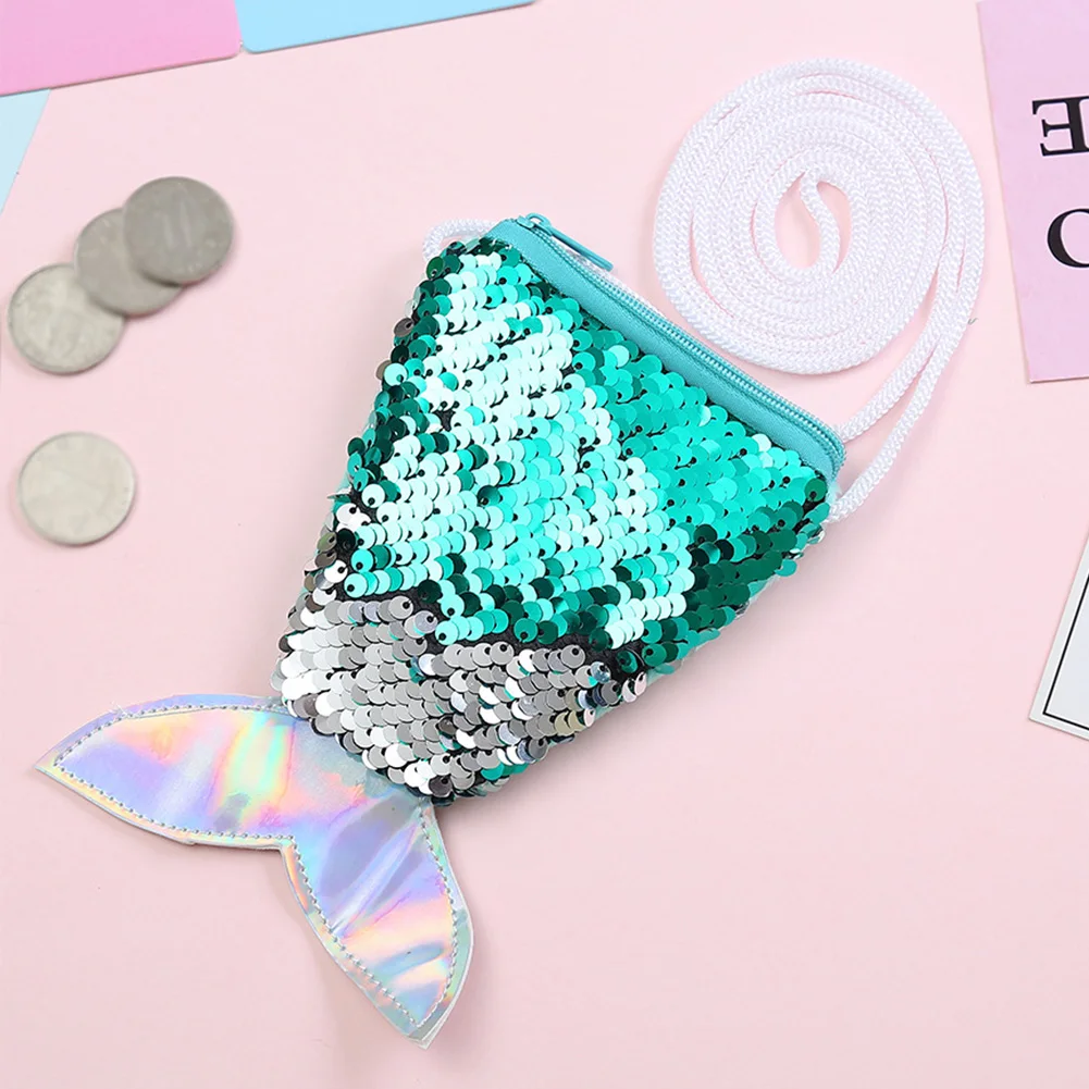 Зеленый Мини-кошелек с блестками и отделение для монет на молнии, с плечами фасона «рыбий хвост» Подарочные сумки через плечо Милая Детская мягкая сумка Повседневное для девочек - Цвет: Зеленый