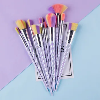 

Hot Sales 10 Unicorn Makeup Brush Spiral Handle Multi-color Makeup Brush Beauty Tool Kit