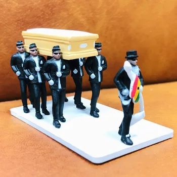 

Hot Ghana Dancing pallbearers Action Figure Toy Garage Kit Coffin Dance Decoration Professional Team Funny Doll Gift 1/64