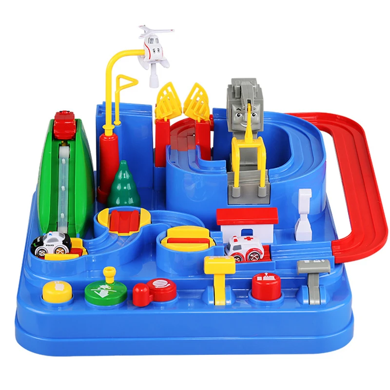 

Small train track big adventure suit car Manual Vehicle Rail Car Toys for children House Play Interactive Toys