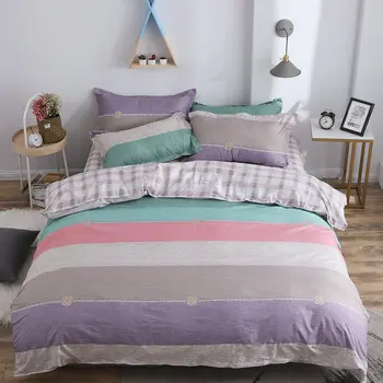 

Bedding Set Twin Full Queen Size Single Bed Duvet Cover Sets Stripe Print Bed Linen Quilt Covers XF741-7