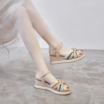 

2020 new summer sports and leisure wedge sandals female fairy wave shoes Rome beach heightening shoes Z799