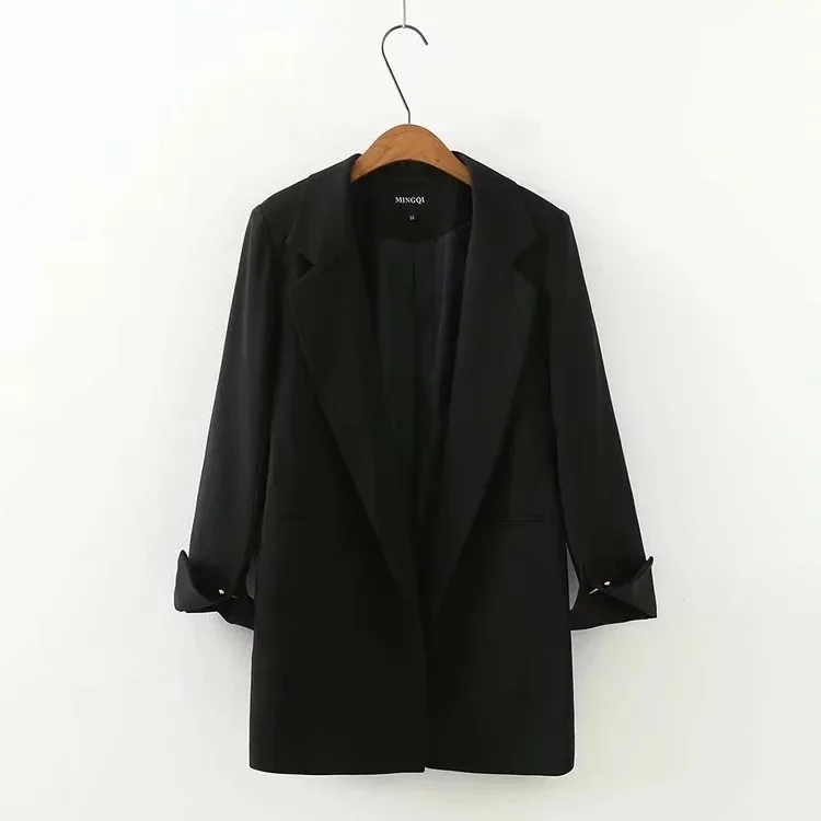 

Large Size Dress Wholesale Autumn Black And White with Pattern Casual Versatile Mid-length Long Sleeve Women's Suit Jacket Cross