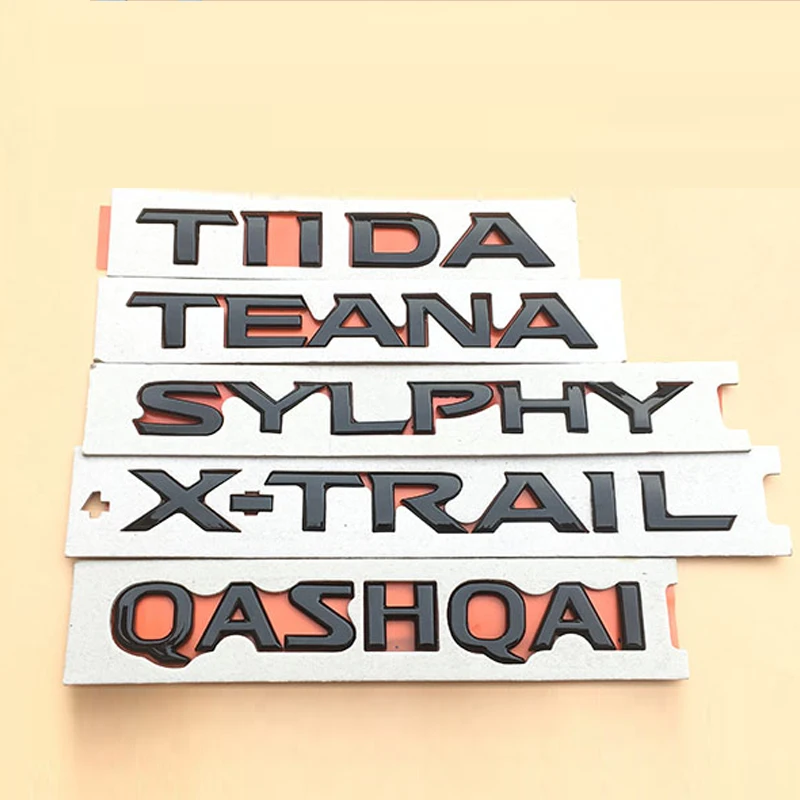 For Nissan TEANA QASHQAI X-TRAIL SYLPHY TIIDA SUNNY Emblem Badge Sticker Accessories Car Trunk Bright Black | Автомобили и