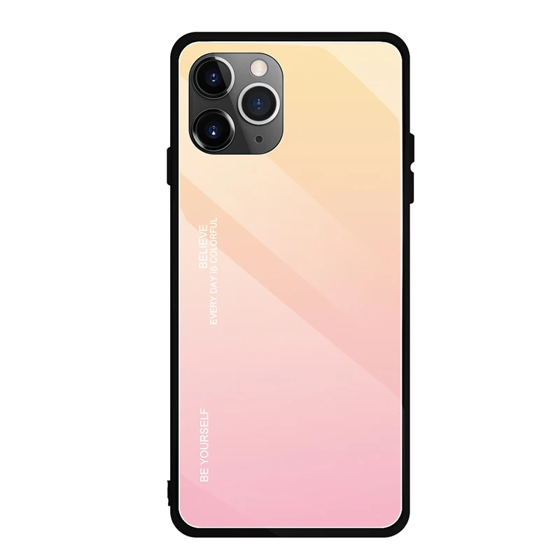 500 шт Радужный лазерный чехол с градиентными цветами для iPhone 11 Pro Max XS XR X 8 7 6 6S Plus закаленное стекло Мягкий ТПУ Край царапин чехол